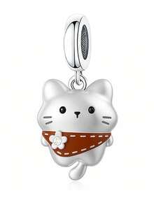 1pc Fashionable Crystal Blue Butterfly Zirconia Pendant Charm Bead, Great DIY Jewelry Gift - Silver - View 8