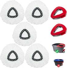 Mop Heads Replacement For Ocedar, Mop Replace Head For Ocedar EasyWring 1 Tank, Microfiber Spin Mop Refills, Include 5 Spin Mop Replacement Head Deep Cleaning Machine Washable With 2 Scrubber Mop Head - White-5 Mop Heads & 2 Scrubber - View 9