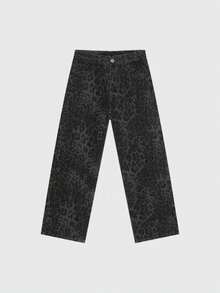 男士四季皆宜美式豹纹街头复古时尚宽松直筒阔腿裤 - 灰色 - 查看 3