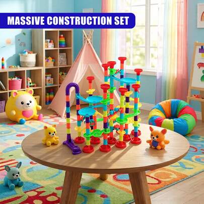 The Magic Toy Shop 197 Pcs Marble Run Race Toy Set, Construction Building Block Maze Toy Gift