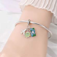 1PC 925 Sterling Silver Globe Airplane Luggage, Airplane Travel Map, Pink Bow Red Bus, Pink New Adventure, Freeze Beautiful Moments Camera, Cute Cat Camera, Sweet Departure, Red Luggage, Summer Vacation Travel Plane Luggage Sun, Travel Two Pieces Set, Heart-Shaped Luggage Handbag Pendant, DIY Bracelets, Necklaces And Other Jewelry, Perfect Gift For Friends' Birthdays And Holidays