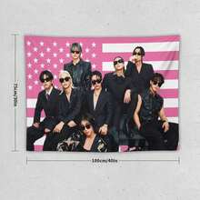 STRAY Members Magazine Pink America Flag , Skz KIDS-S Kpop Tapestry, Stray Tour 2025 Merch,Gift Ideas STAYS, Birthday Gift & Concert Merch ,Wall Hanging Aesthetic College Decor - White - View 2