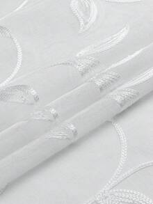 2pcs Sheer Curtains, Decorative Embroidered Faux Linen Curtains, Suitable For Home Kitchen, Living Room And Bedroom - White - View 8