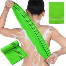 2 Pcs Korean Exfoliating Washcloth And Mitts Set Long Exfoliating Back Italy Towel Scrub Mitt Wash Cloth Scrubber For Women Men Shower Dead Skin Removing Dry Skin Green - Green - View 7
