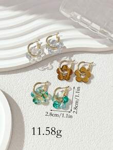 LADYCOCO 3/15 Pairs Fashionable & Cute Hollow Pendant Earrings, Suitable For Women's Dating, Party And Daily Wear - Multicolor - View 3