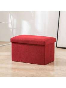 1pc Foldable Linen Storage Ottoman, Large Capacity, Suitable For Shoe Changing Or Sofa Bench, Multi-Functional Storage Stool