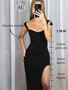 Long Dress With Slit, Size P/Graduation 2026, Party, Wedding, Ball - Negro - Ver 3