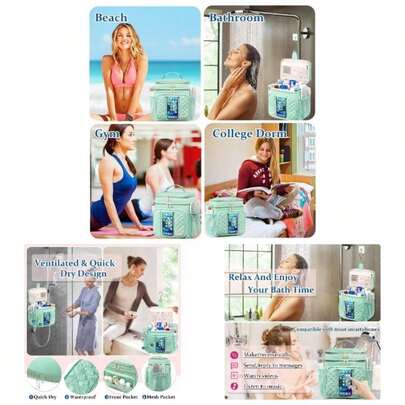 Large Toiletry Bag Women Men, Waterproof Portable Shower Caddy College Dorm, Bathroom Bag, Quick Dry Shower Bag Hanging Toiletry Bags Full Sized Toiletries And