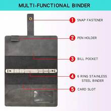 A6 Leather Journal Refillable Notebook Spiral Diary Binder Portfolio - Dotted Paper & Inner Pockets Organizer For Man And Woman (Coffee, A6) - Café - Ver 6