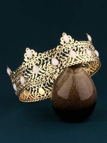 Corona dorada vintage estilo barroco, accesorio unisex para cumpleaños de adultos, boda, fiesta, actuación, novia, tiara, coronas, corona de disfraz, guirnalda para el cabello, corona de flores - 107T - Ver 9