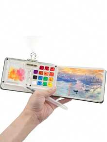 1个丙烯水彩颜料调色盘，15格迷你水彩颜料盒，便携式，适合写日记、素描、旅行绘画，返校季必备，学习用品 - 單件 - 查看 4