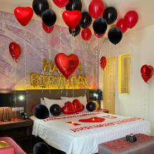 40pcs Red And Black Balloons -10 Inch Matte Black Red White Latex Balloons And Confetti Balloons, Suitable For Birthday Parties, Graduation Ceremonies, New Year, Father's Day, Racing Events, Movie Watching Decorations, Poker Card Decoration Supplies,Independence Day - Black and Red - View 5