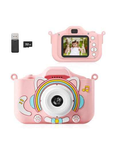 Cámara para Niños, Camara Fotografica Digital de 8MP con Tarjetas de Memoria 32G Y Lector Juguetes para Niñas de 3 a 12 Años, Regalo de Cumpleaños, Navidad (Rosa),39172119
