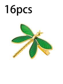 6/12pcs Simple Napkin Rings - Modern Gold Napkin Rings, Green Dragonfly Napkin Holders, Suitable For Restaurant And Home, Daily And Holiday, Easter - Green - View 5