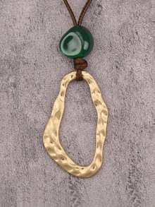 1 件时尚优雅金色不对称扭曲吊坠项链，适合送给男朋友、女朋友、家人、日常配饰的礼物 - 臘繩 - 查看 21