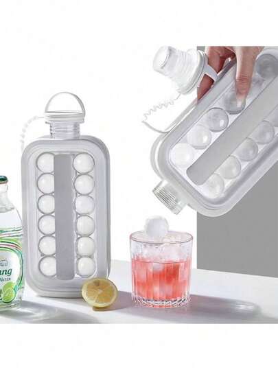 1pc Portable Folding Ice Ball Maker Mold, 2-In-1 Ice Cube & Ice Ball Maker With Lid, Quick Freeze Ice Tray