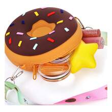 Cute Donut Shaped Wallet, Crossbody Bag Stylish Silicone Coin Purse, Suitable As Birthday Gift And Party Favor - Multicolor - View 5