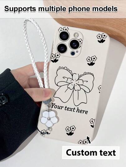 1pc Customizable White TPU Phone Case With Butterfly & Flower Print, And 1pc White Floral Lanyard, Compatible With Galaxy A51 4G/Galaxy A52/A52s 5G/Galaxy S25 Ultra/Galaxy A13 4G/Galaxy A12/Galaxy S24 Ultra/OPPO A54/Galaxy A54/ 17 Pro Max/Galaxy A04E/Galaxy A05S/Galaxy A34/Galaxy S23 Ultra/Redmi Note 13/Galaxy A14/Galaxy A32 4G