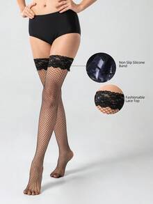 1 par de calcetines de red de moda y sexy de encaje para mujer - Multicolor - Ver 6