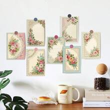 20张复古花卉字母纸风格墙贴套装，包含精美图片、蕾丝玫瑰明信片、浪漫小海报，适用于家居房间墙面装饰、宿舍墙面艺术照片拼贴。 - 彩色 - 查看 4