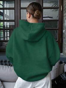 1 Stück Teenager Mädchen Lässig Minimalistisch Personalisiert Vielseitig Dicke Warme Thermisch Gefütterte Sweatshirt, geeignet für Frühling, Herbst, Winter - Grün - Übersicht 7