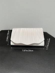 Túi xách cầm tay nữ cổ điển thanh lịch với thiết kế xếp ly, túi dự tiệc trang trọng, túi cô dâu lãng mạn, túi phong bì dự tiệc có dây xích. - Màu be - Xem 6