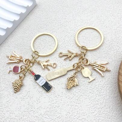 1 Iniciador de vino, Abridor de botellas de vino, Colgante de uva, Llavero, Llavero personalizado y creativo, Cadena de teléfono única, Llavero de coche, Regalo para entusiastas de festivales de música, Amante, Colgante de coche, Colgante de mochila, Colgante de bolso, Adecuado para regalos de vuelta a la escuela.