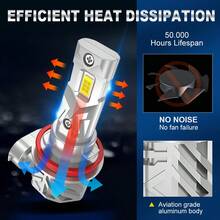 TOAUTO 2PCS 50W 15000LM H11 LED Bulb Canbus 9005 HB3 9006 HB4 9012 HIR2 Headlight Fog Light CSP For Car Auto Diode Lamp White 6000K - A - View 4