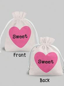 Customized Text, Red/Pink Heart Design Candy Drawstring Bag, Fashion Gift Packaging Bag, Reusable, Suitable For Valentine's Day/Wedding/Birthday Party, Friend Gift Exchange Packaging Bag - Multicolor - View 4