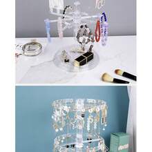 旋转耳环收纳架 女士耳环展示架 串珠手链耳环挂项链首饰盒，用于送给爱人、送给妻子。 - 彩色 - 查看 10