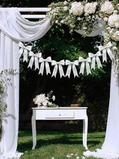 1套蝴蝶结花环横幅装饰DIY可爱悬挂蝴蝶结缎带饰品，适用于生日、单身派对、新娘送礼会、婚礼、订婚、婴儿派对、毕业典礼、周年纪念装饰