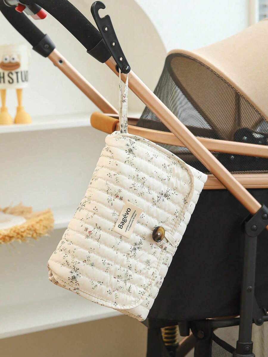 可折叠婴儿尿布更换垫，双面尿布垫，多功能缝线午睡垫，带挂绳 - 彩色 - 查看 1