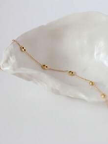 TONSI 1条复古硬币造型18K镀金不锈钢O型链手链，低过敏性精致珠宝手链，适合女性日常、通勤、派对佩戴，情人节礼物