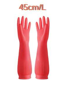 21.65 Inch/55cm Waterproof Extra Long Cleaning Gloves - Non-Slip Reinforced - Gloves For Cleaning Pond Soil - Extra Long Household Rubber Gloves For Dishwashing (Dishwasher/Aquarium/Washing Machine ) - Red - View 12