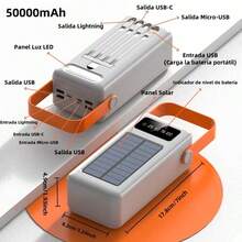 29800mAh/50000mAh 4USB Ultra Large Power Bank. With Built-In Cables, LED Light, Portable, Fast Charging, Emergency Power Bank For Outdoor Travel - US B Type Plug(110-127V) - View 1