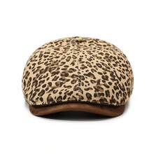 1pc Leopard Print Retro Newsboy Cap, New American Style Sun Protection Beret Hat - A - View 3