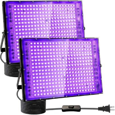 2PCS 300W LED Luz Negra,  UV Led Luz de Inundación, LUz Negra UV con Enchufe, para Fiestas de LUZ NEgra, Fiestas Navideñas, Carteles Fluorescentes, Señal Neón, Bares, Iluminación de Escenarios,39230573