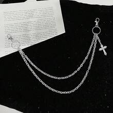 Double Layer Cross Pendant Pants Chain Versatile Hip Hop High-End Feel Men's Pants Chain - Steel Color - View 2
