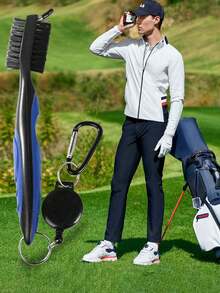 Retractable Zipper Golf Club Cleaning Brush, Multi-Functional Golf Bag Cleaning Tool, Suitable For Men And Women, Practical Gift For Golf Beginners And Enthusiasts, Portable Small Golf Essential Accessory - Multicolor - View 4