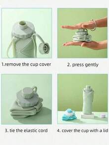 1pc 600ml Folding Sports Water Bottle For Women Men Portable Silicone Cup Reusable Drinking Bottle Outdoor Fitness Gym Travel Camping Hiking Trekking Office School Supplies - Hồng - Xem 5