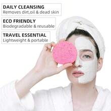 50-Count Compressed Facial Sponges 100% Natural Cellulose Cosmetic Spa Sponges For Daily Facial Cleansing Makeup And Mask Removal Exfoliating Skin Massage Pore Exfoliation 50 Count (Pink ) - 50 Count Pink - View 4