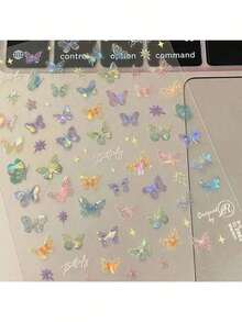 Xiaohongshu Hot-Selling Flat Wing Flowing Light Stickers High-End Nail Art Stickers Colorful Fairy Nail Stickers - 蝴蝶翅膀流光貼紙 - 查看 5