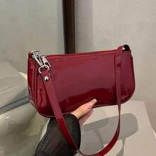 New Fashionable Versatile Chain Strap Shoulder Bag, Underarm Handbag For Women - Burgundy - View 2
