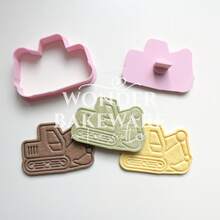 Cortadores de Biscoito de Transporte Fofos, Moldes de Biscoito em Forma de Carro de Desenho Animado e Escavadeira, Molde de Biscoito Pressionável, Carimbo de Biscoito, Utensílios de Cozinha para Assar e Pastelaria - Mofo - Visão 2