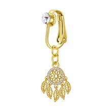 Fake Belly Button Ring Clip-On For Women - CZ Dangle Heart Non-Piercing Jewelry - Golden - Golden - View 18