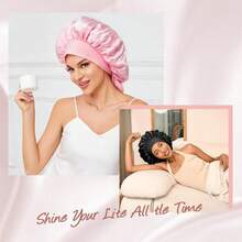 Satin Bonnet Silk Like For Sleeping Double Layer Sleep Cap Haircare Bonnet With Elastic Tie Band For Curly Hair Pink Night Cap Silky Heatless - 1pcs粉紅色 - 查看 8