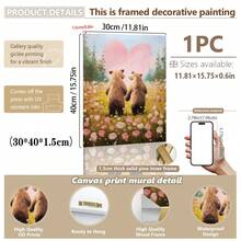 Tranh vải treo tường hình cặp gấu | Trang trí tường ngày Valentine, Trang trí ngày Valentine phong cách mộc mạc, Quà tặng tình yêu hình gấu đáng yêu, Tranh in nghệ thuật, Tranh sơn dầu hoa dại phiên bản in, Đồ dùng cho bé_ Tranh treo tường có khung hoàn hảo cho trang trí phòng chơi, phòng trẻ sơ sinh, phòng giữ trẻ, trường mầm non, phòng bé trai, phòng ngủ bé gái, ngày Valentine - Nhiều màu - Xem 18