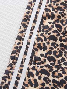 Set de 2 piezas de blusa con corbata de moño con estampado de leopardo y pantalones anchos casuales para niñas preadolescentes, primavera/verano - Blanco - Ver 7