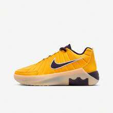 Nike 兒童舒適透氣緩震訓練多功能運動休閒籃球鞋 - 黃色/黑紫色 - 查看 3