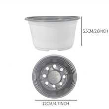 20 قطعة أصيص بلاستيكي للنباتات الصبارية بحجم تقريبي 12 سم (4.7 بوصة)، مع فتحات تصريف، مناسب للنباتات الصبارية والبوتوس والكاكتوس والنباتات/الزهور الصغيرة الأخرى، باللون الأبيض - أبيض - مشاهدة 2